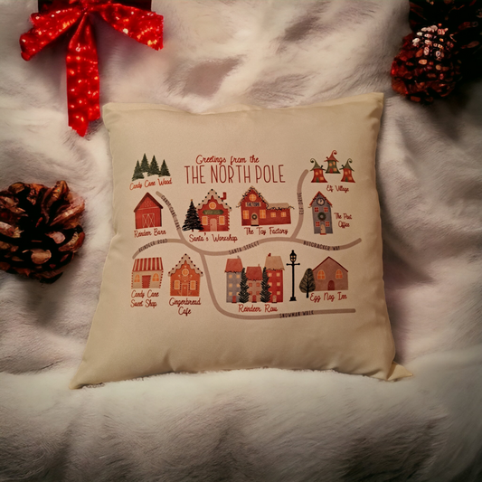 North Pole map cushion