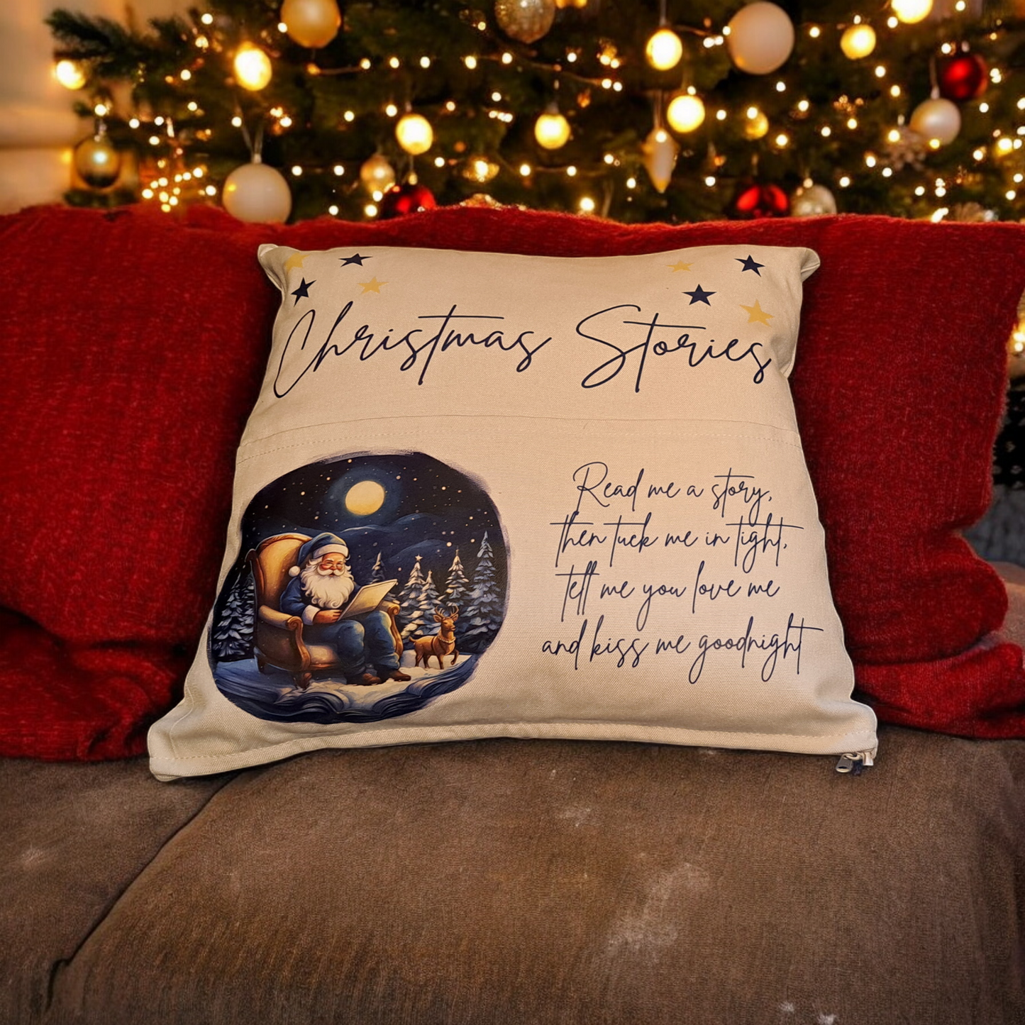 Personalised Christmas Reading Cushion