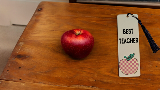 Retro apple teacher bookmark